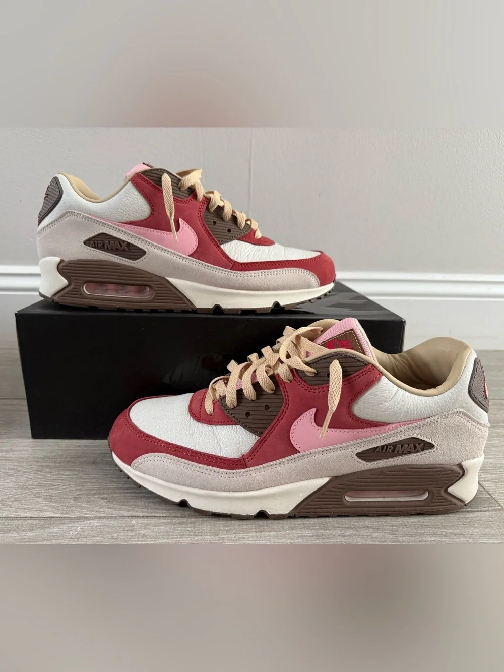 DQM Nike Air Max 90 NRG Bacon CU1816-100 Sail Sheen Straw Medium Brown 12 Used